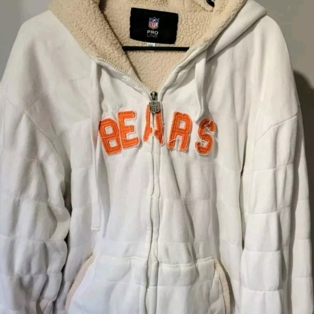BEARS Cotton Puff Full Zip Jacket Fleece Lined Ivory W/Hood NFL Pro line